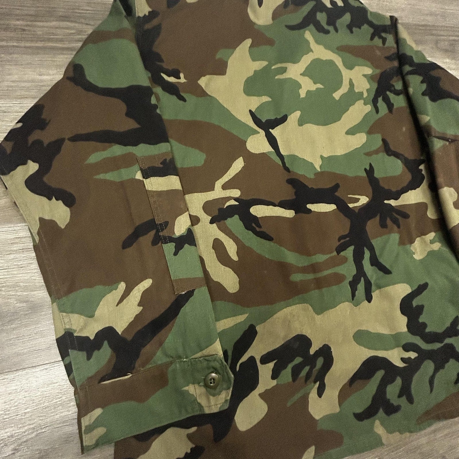 Vintage Army BDU Combat Coat Mens XLT Green Woodland Camo Military Jacket 90s
