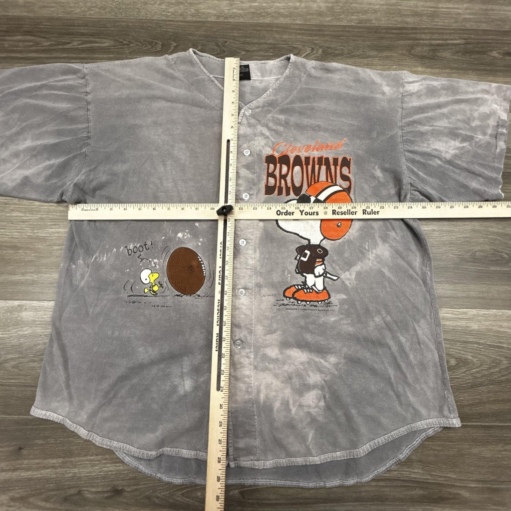 Vintage Cleveland Browns Looney Tunes Baseball Jersey Mens XL Gray Snoopy 90s