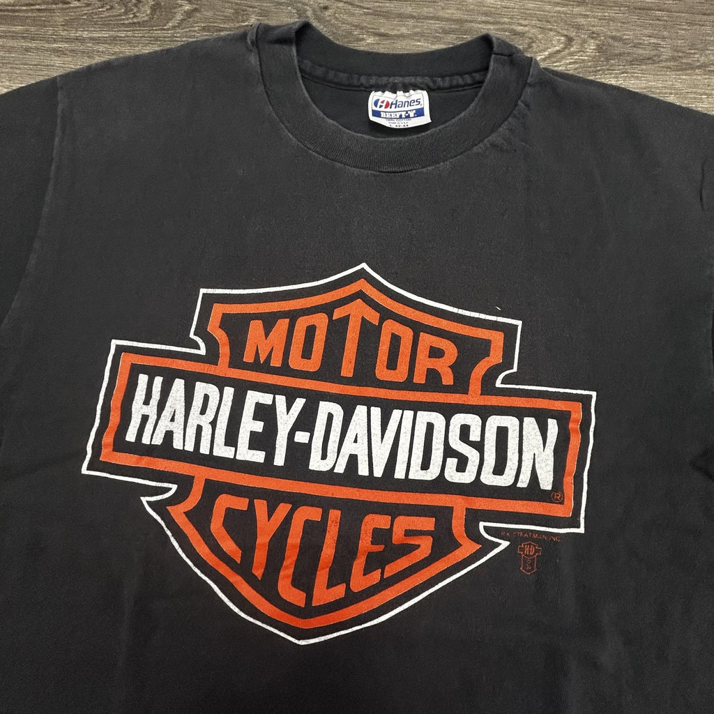 Vintage 80s Harley Davidson Shirt Mens Large Black Single Stitch Faded Made USA