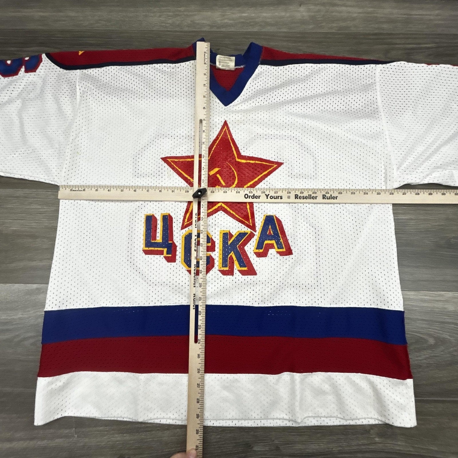 Vintage CSKA Moscow Hockey Jersey Mens XL White Soviet Union Hammer Sickle USA