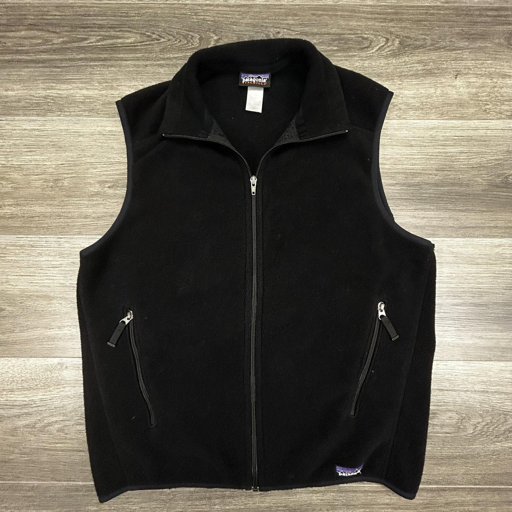 Vintage Patagonia Synchilla Fleece Vest Mens Medium Black Full Zip Gorp 90s USA
