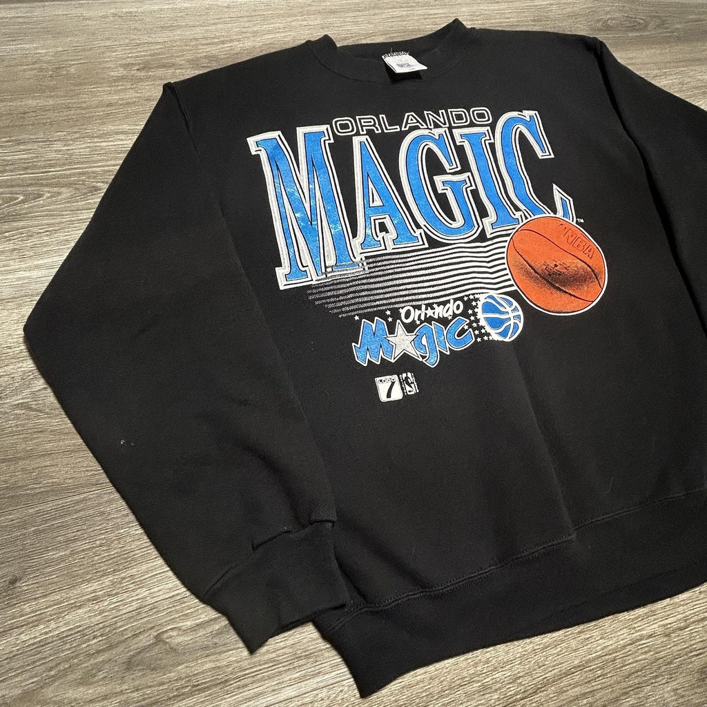 Vintage Orlando Magic Sweatshirt Mens Large Black NBA Basketball Logo 7 Shaq 90s