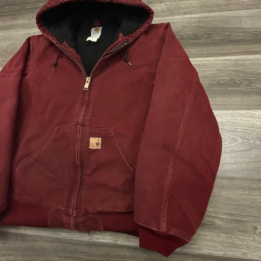 Vintage Carhartt Jacket Mens Medium Tall Red Canvas J130 CRI Crimson 90s USA