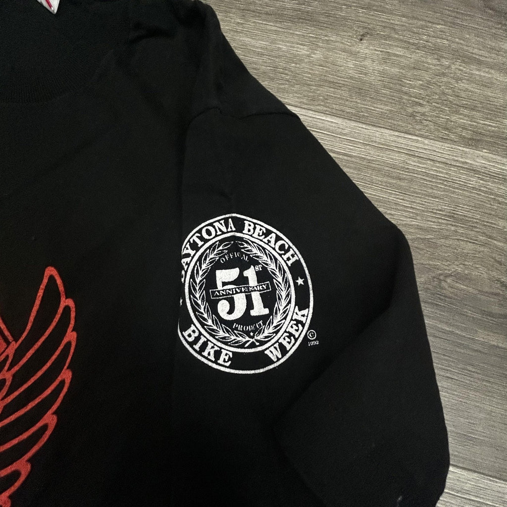 Vintage Daytona Bike Week Shirt Mens Large Black Eagle Single Stitch 90s USA