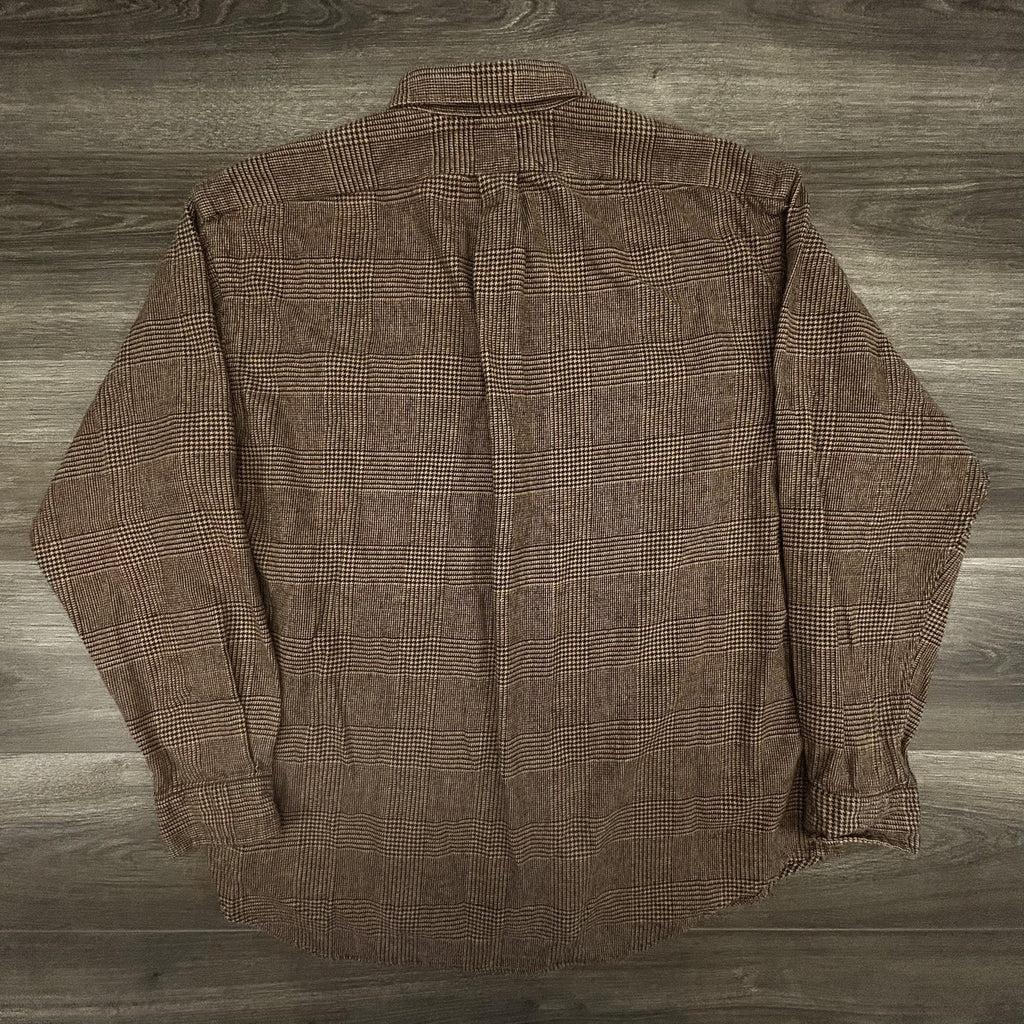 Vintage Polo Ralph Lauren Flannel Shirt Mens XL Brown Plaid Whitfield Preppy 90s