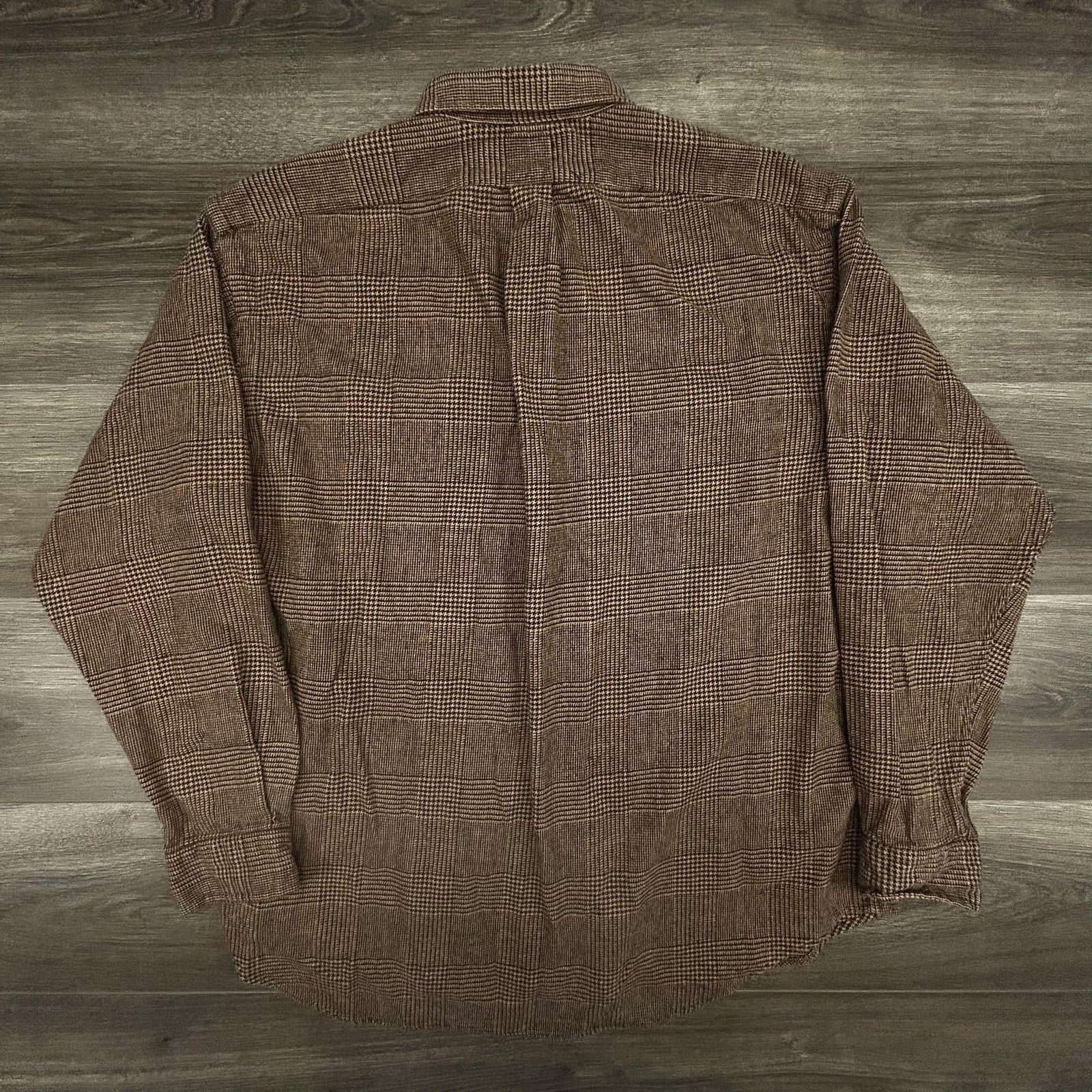Vintage Polo Ralph Lauren Flannel Shirt Mens XL Brown Plaid Whitfield Preppy 90s