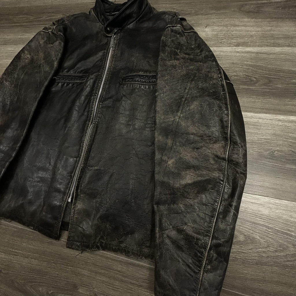 True Vintage 50s Brooks Motorcycle Leather Jacket Large Talon Zipper Biker Cafe