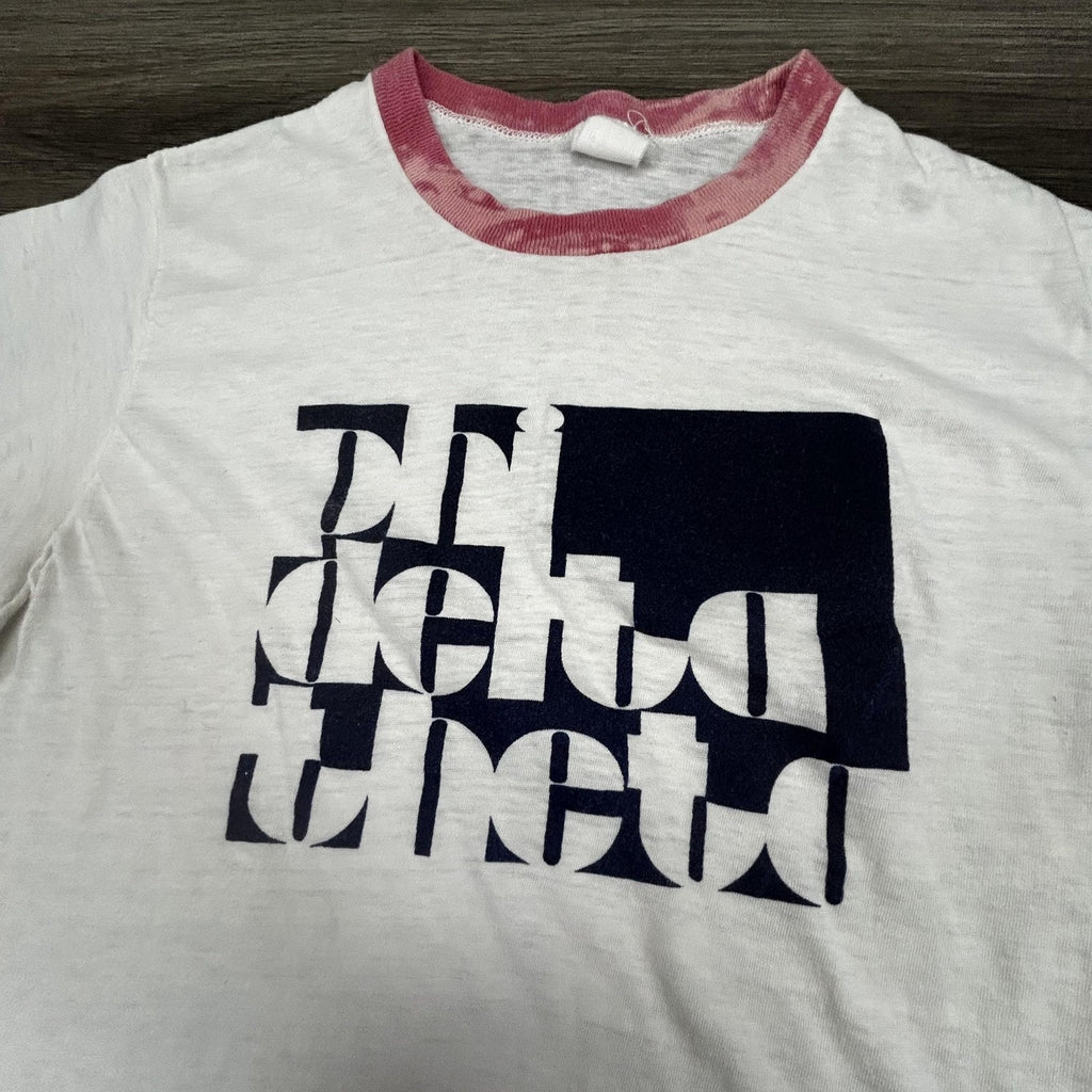 True Vintage 70s Ringer Shirt Mens Small White Phi Delta Theta Greek Frat USA