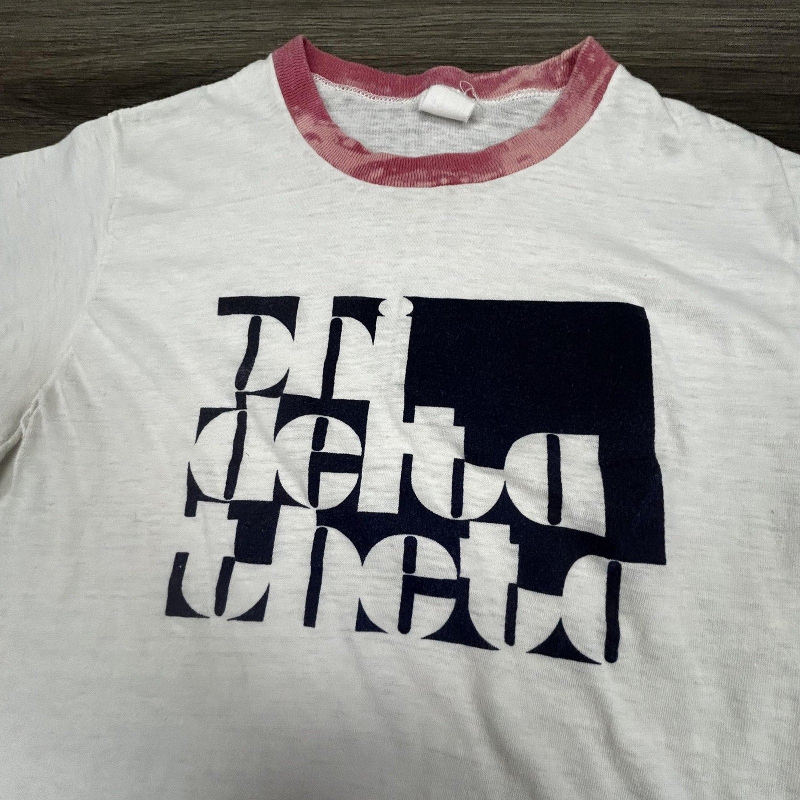 True Vintage 70s Ringer Shirt Mens Small White Phi Delta Theta Greek Frat USA