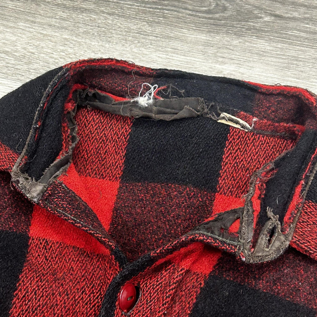True Vintage 50s Woolrich Flannel Shirt Jacket Mens Medium Buffalo Plaid USA