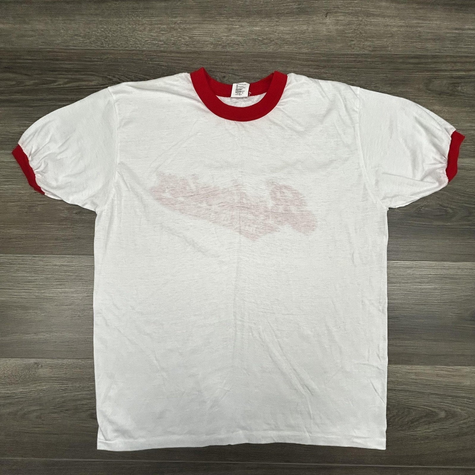 Vintage 80s Budweiser Ringer Shirt Mens Large White Red King Of Beers Logo USA