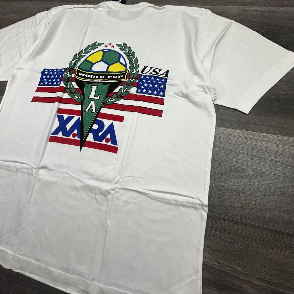 Vintage World Cup Shirt Mens Large White Team USA Los Angeles Xara Soccer 90s