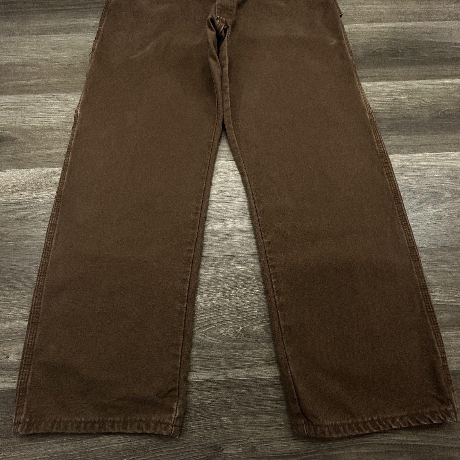 Dickies Carpenter Pants Mens 38x30 Brown Canvas Workwear Baggy Faded Skater Y2K