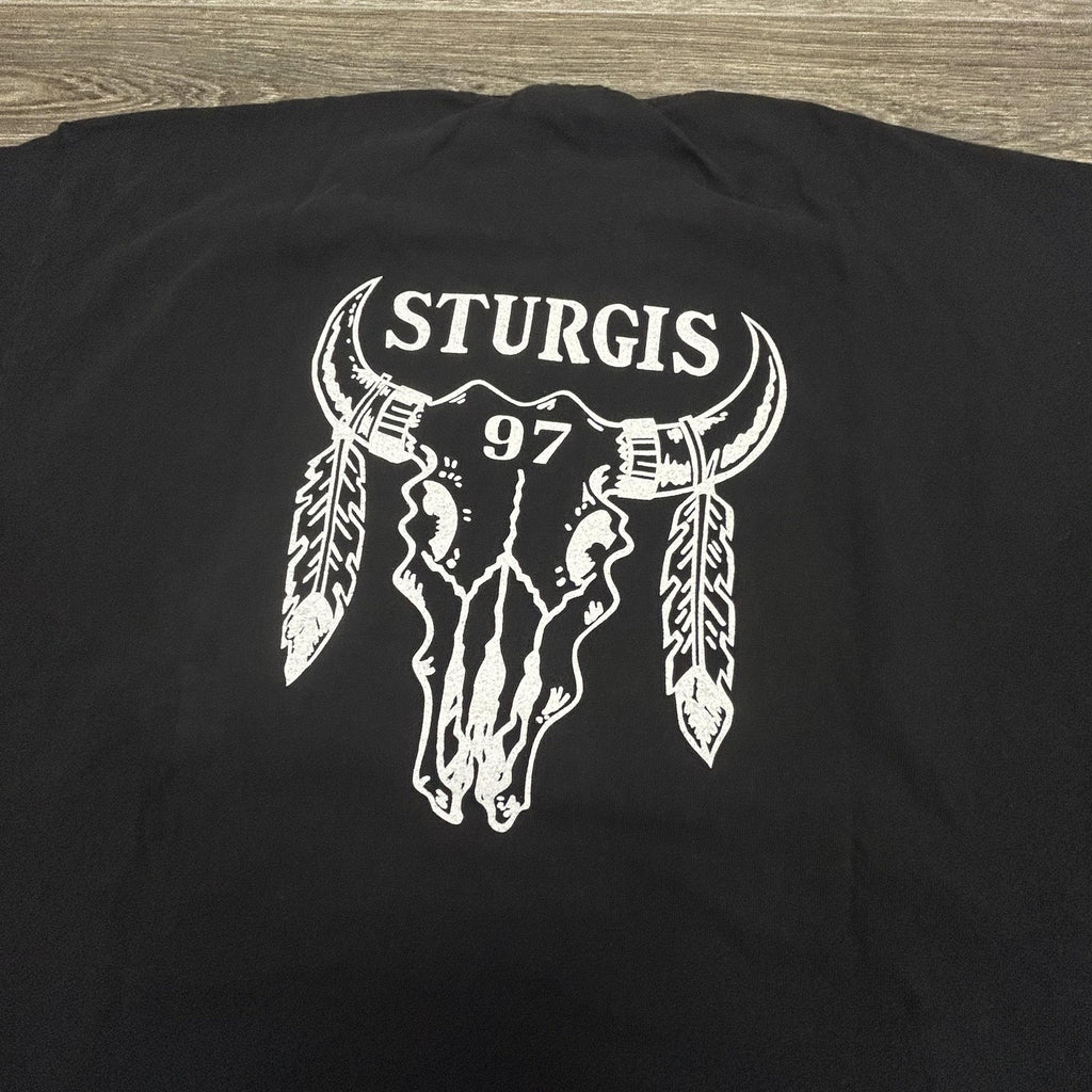 Vintage 90s Sturgis Shirt Mens Large Black Single Stitch Faded 1997 Biker USA