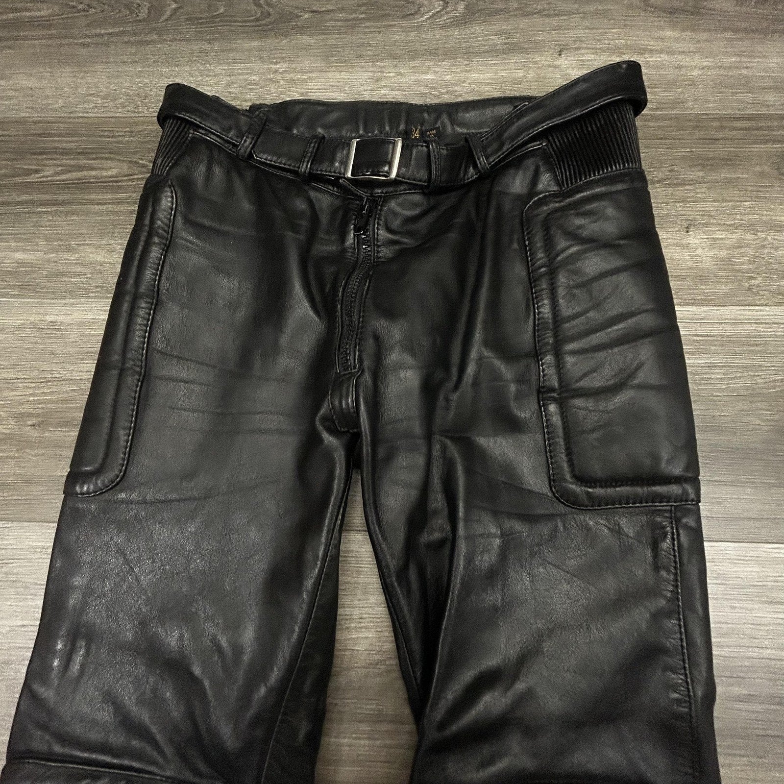 Vintage 80s Harley Davidson Hein Gericke Leather Pants Men 32 Black Padded Biker