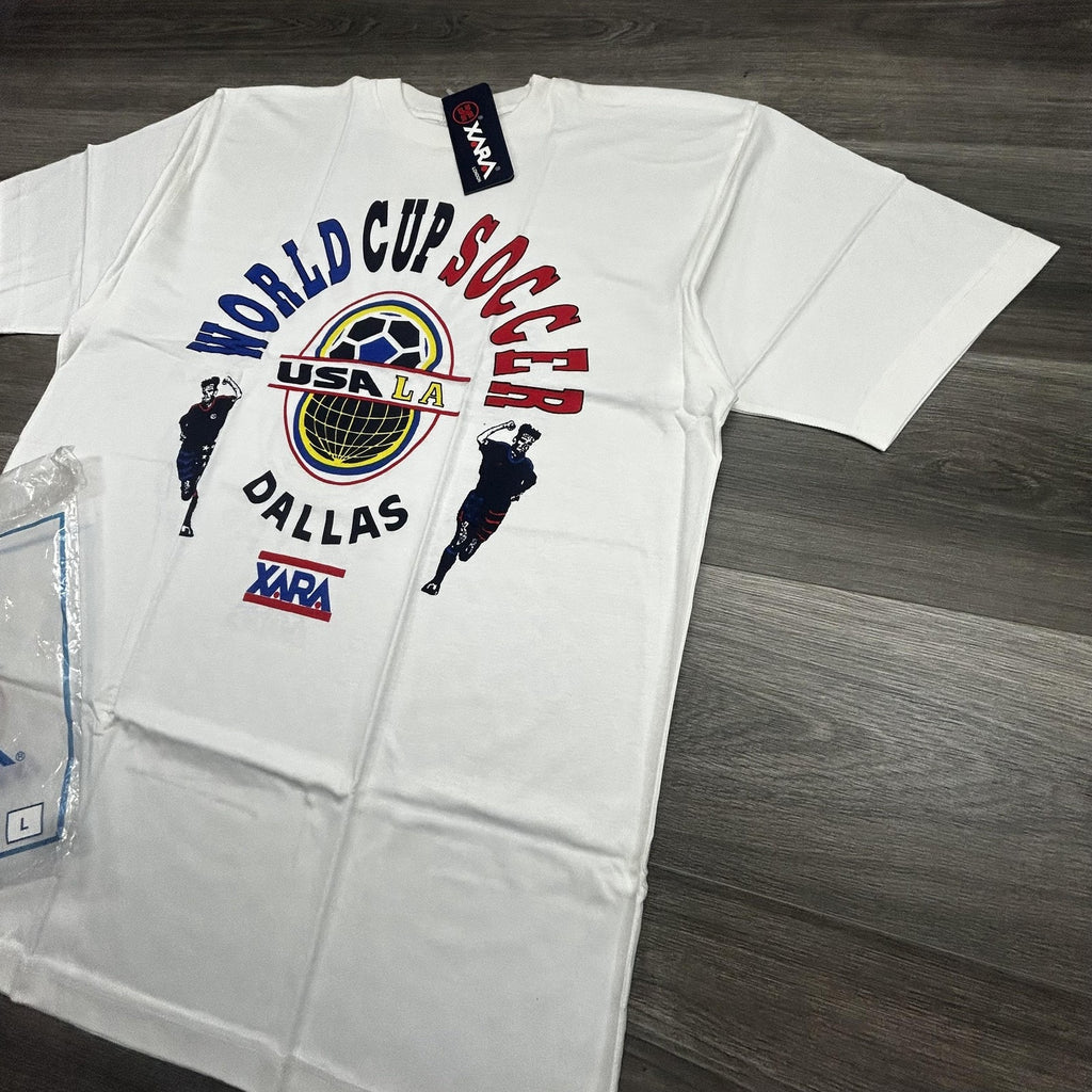 Vintage World Cup Shirt Mens Large White Dallas LA XARA Soccer Deadstock USA 90s