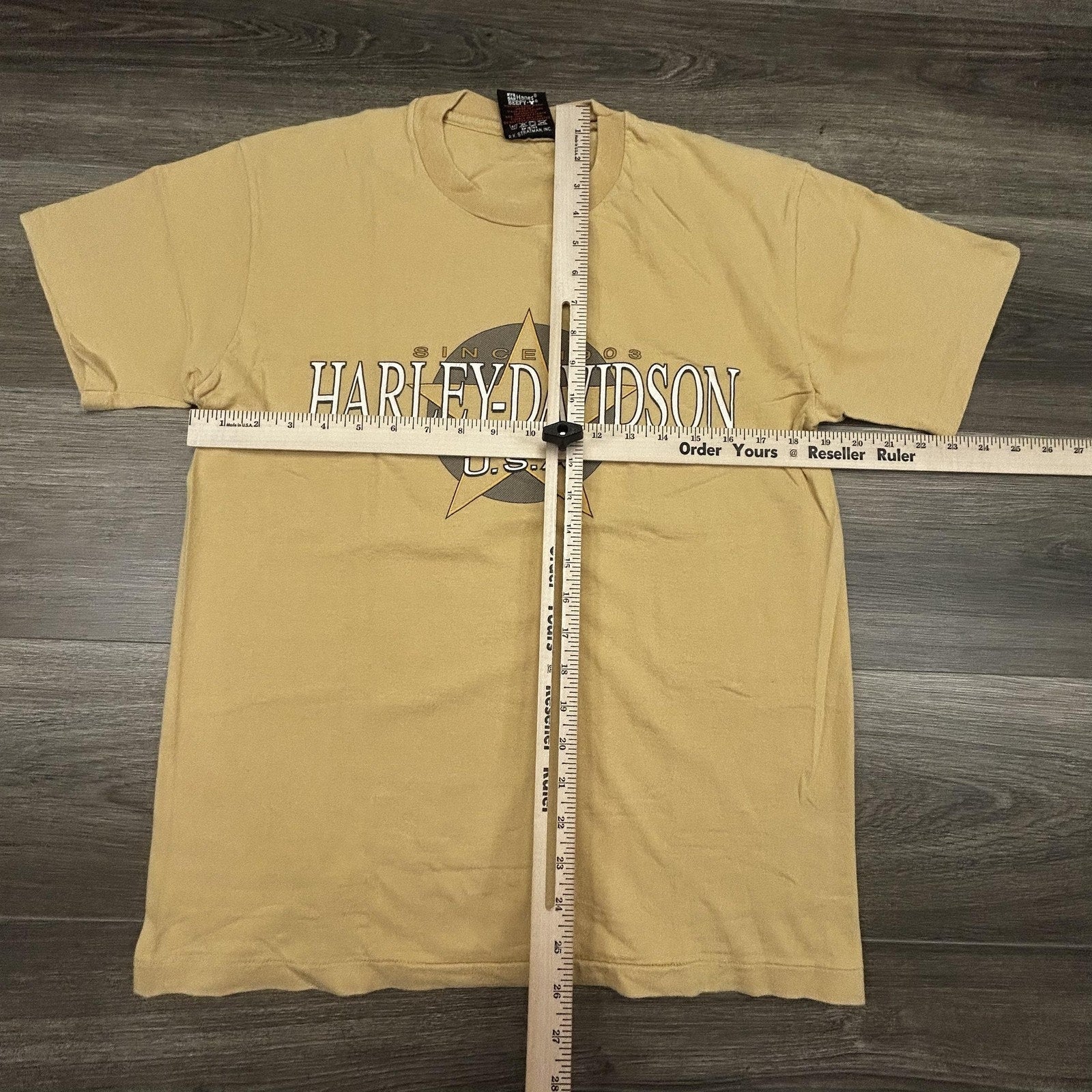 Vintage Harley Davidson Shirt Mens Medium Tan Eagle Single Stitch 1997 90s USA