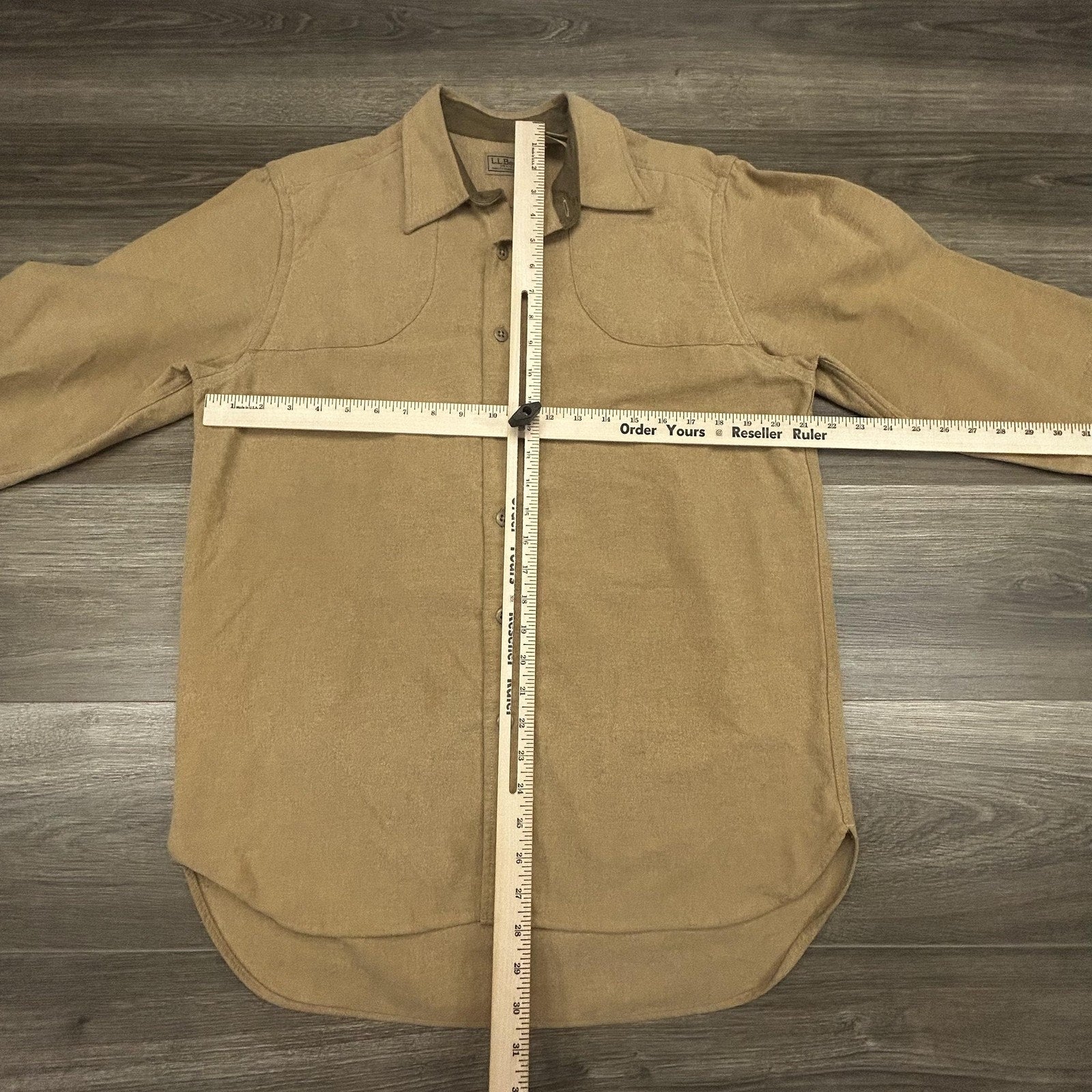 Vintage LL Bean Chamois Flannel Shirt Mens Medium Brown Suede Patches Hunting