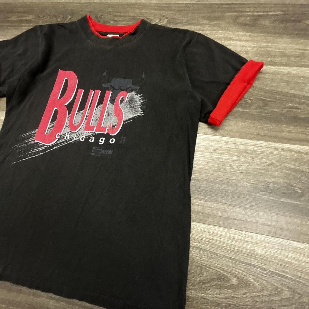 Vintage Chicago Bulls Shirt Mens Large Black NBA Double Sleeve Salem Graphic 90s