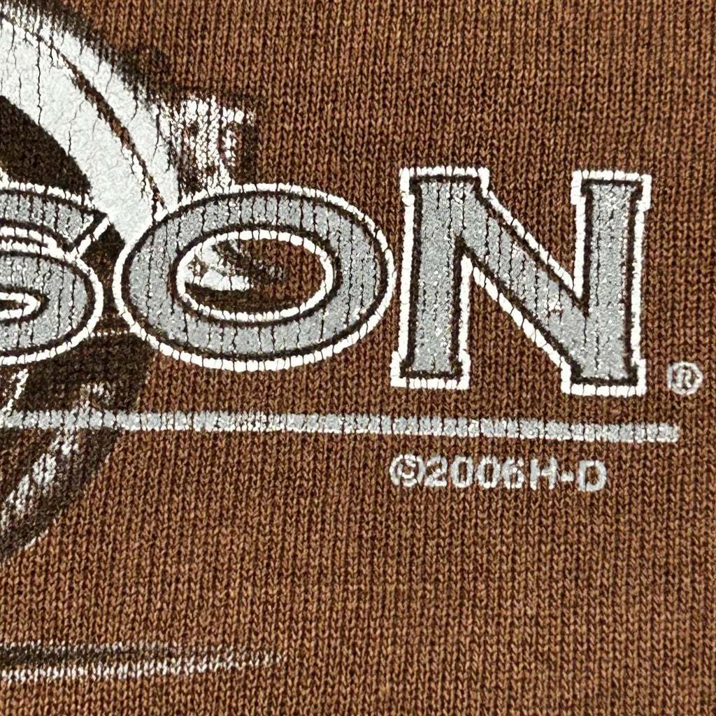 Vintage Harley-Davidson Hoodie Mens XL Brown Fleece Pullover Eagle Graphic Y2K