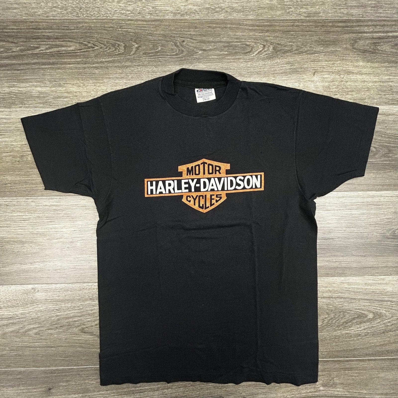 Vintage 80s Harley Davidson Shirt Mens Large Black Single Stitch Eagle Made USA