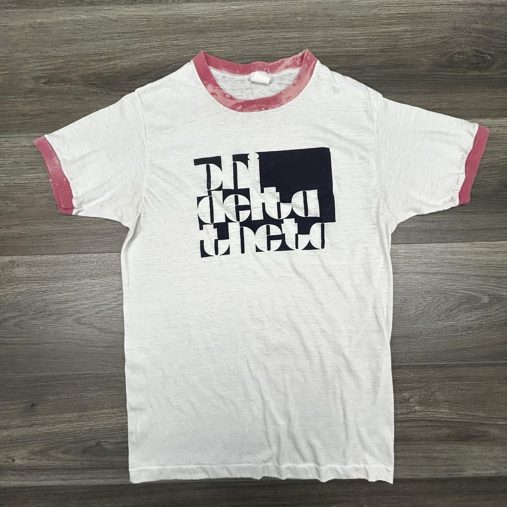 True Vintage 70s Ringer Shirt Mens Small White Phi Delta Theta Greek Frat USA