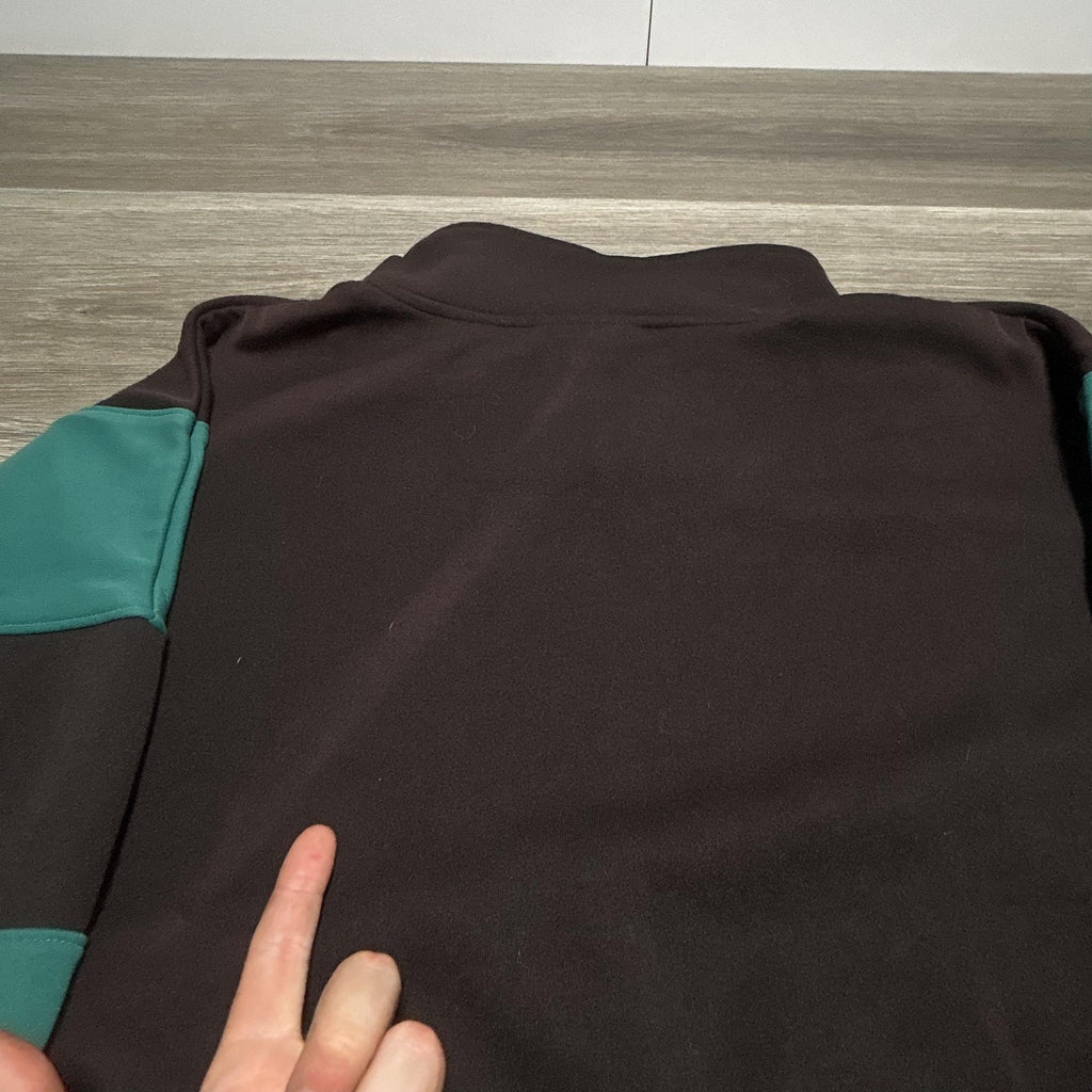 Vintage Adidas Sweatshirt Mens 2XL Black Teal 1/4 Zip Striped Center Logo 90s