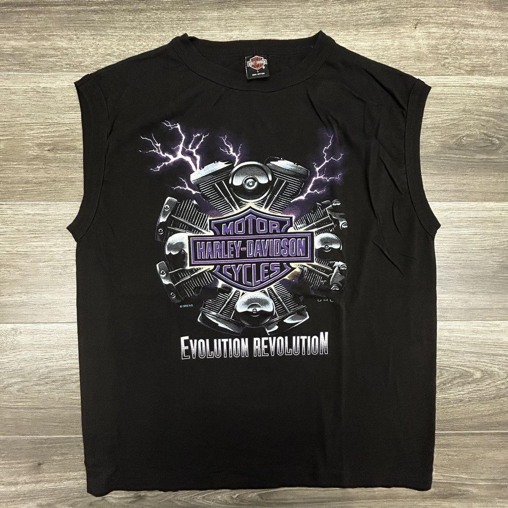 Vintage Harley Davidson Sleeveless Shirt Mens Large Purple Electric Engine 1995