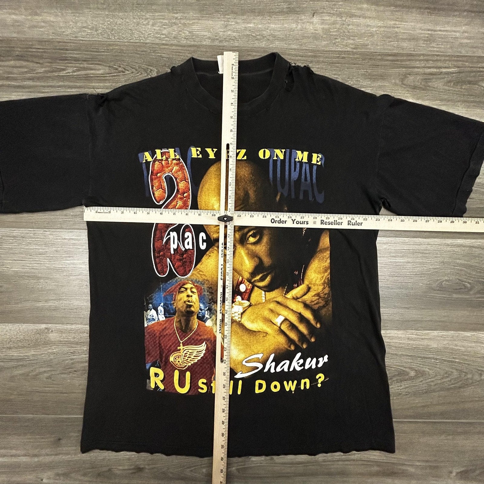 Vintage Tupac Rap Tee Shirt Mens XL Black 2Pac All Eyez On Me Heaven Ghetto RARE