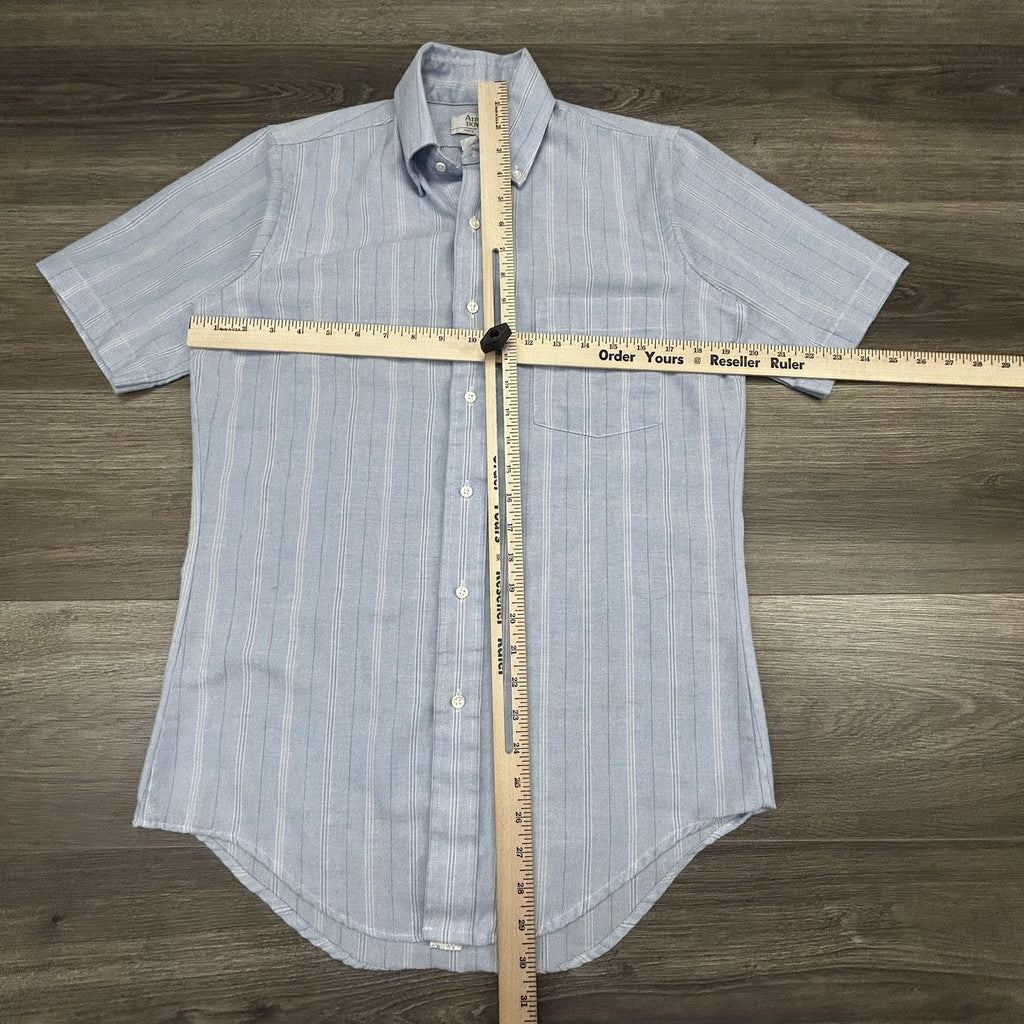 Vintage Arrow Dover Shirt Mens Small Blue Striped Button Down Short Sleeve USA