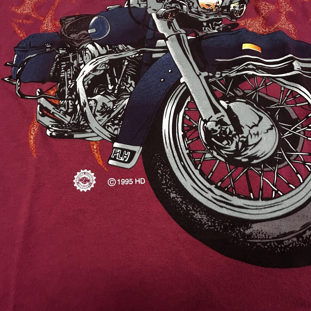 Vintage Harley Davidson Shirt Mens XL Red Flames Motorcycle Graphic 1995 USA