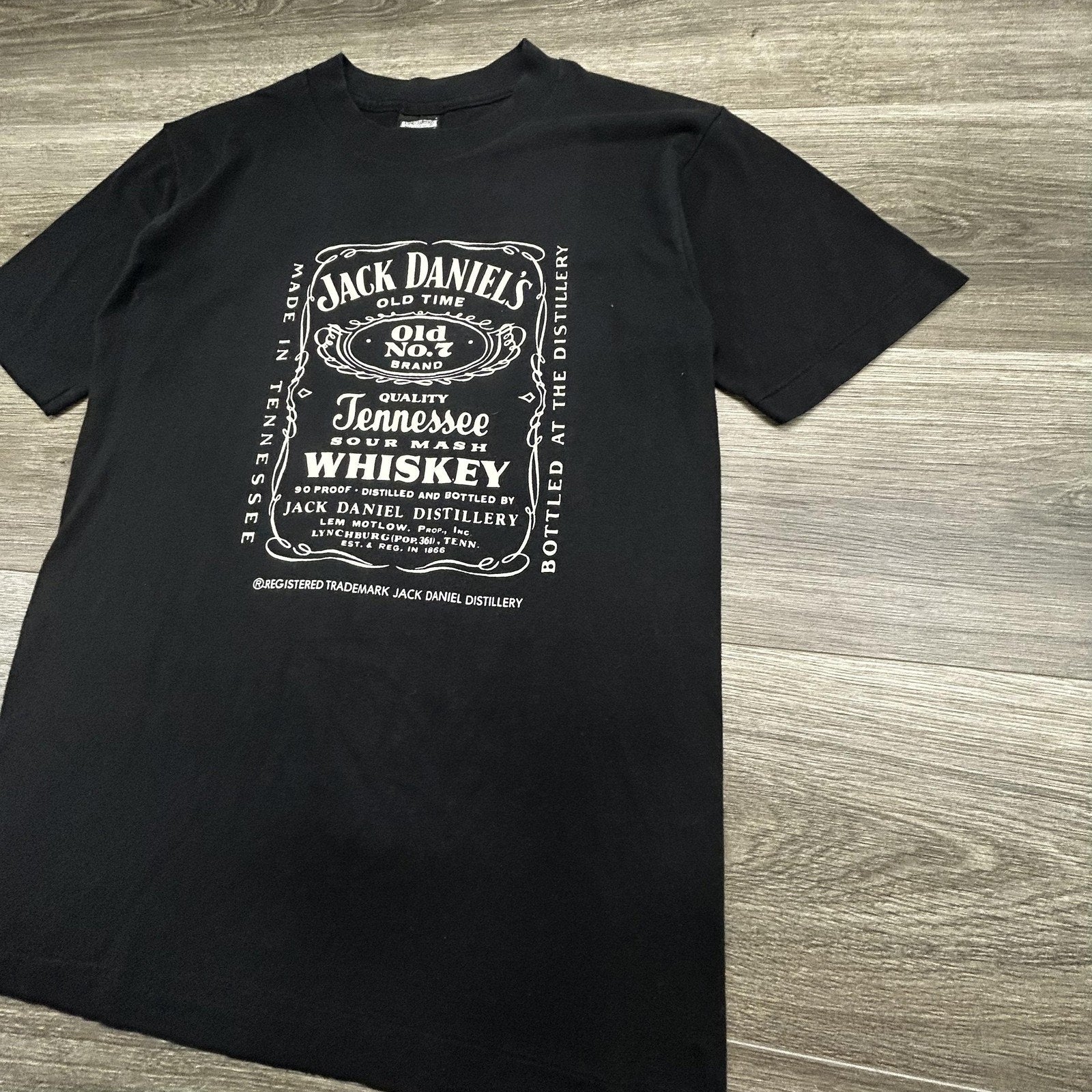Vintage 80s Jack Daniel's Whiskey Shirt Mens Medium Black Single Stitch USA