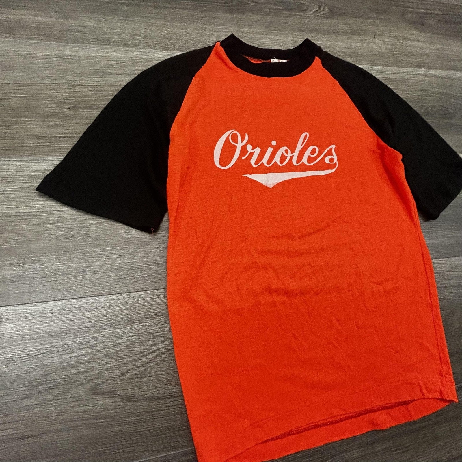 Vintage 60s Baltimore Orioles Shirt Mens Small Orange MLB Baseball Raglan USA