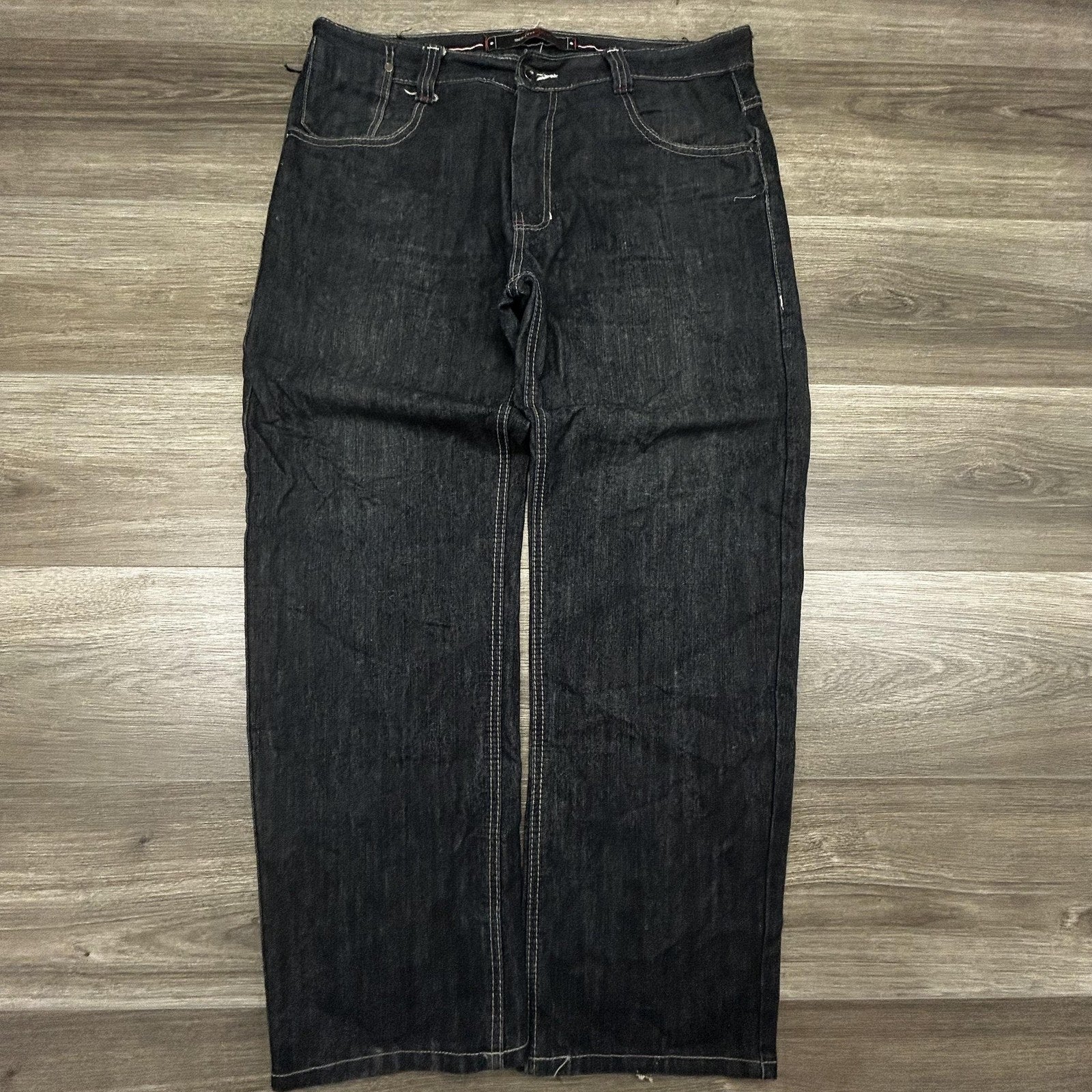 Vintage Southpole Jeans Mens 36x30 Dark Wash Baggy Wide Leg Denim Logo Y2K