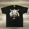 Vintage Black Hills Biker Shirt Mens XL Black Skull Single Stitch Harley 90s USA