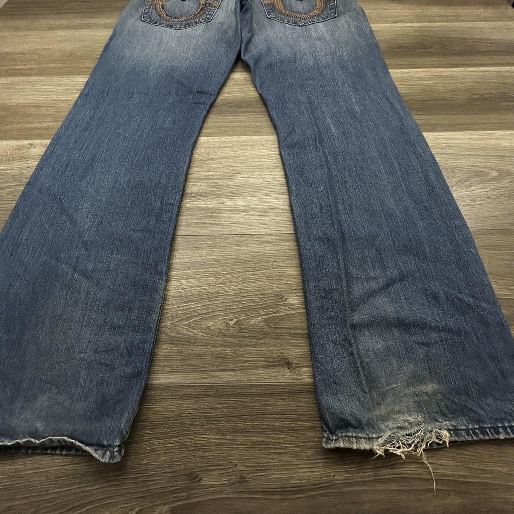 Vintage True Religion Straight Jeans Mens 40x34 Blue Regular Fit Made in USA