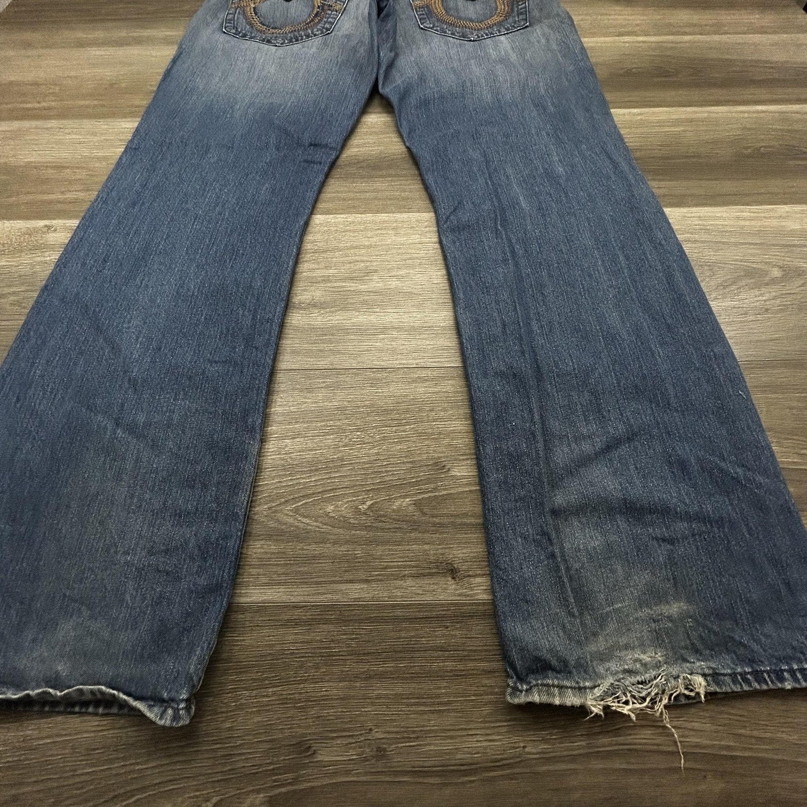 Vintage True Religion Straight Jeans Mens 40x34 Blue Regular Fit Made in USA