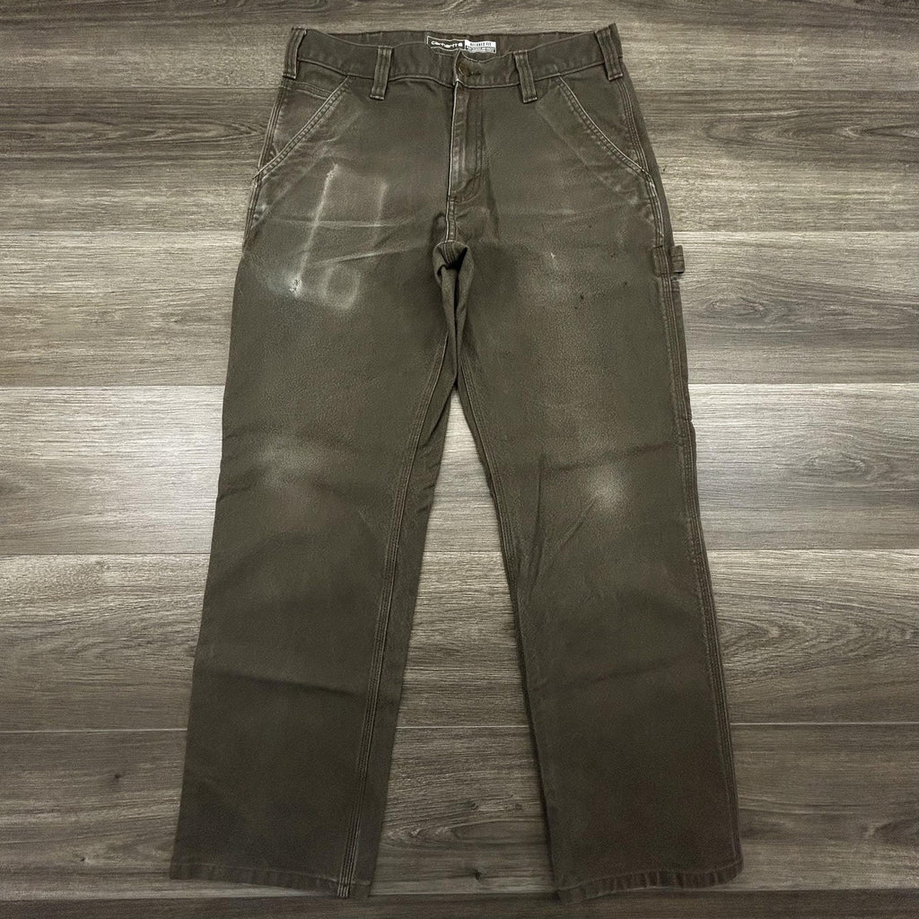 Carhartt Carpenter Pants Mens 32x30 Green Brown Rugged Flex Relaxed Fit BN3279