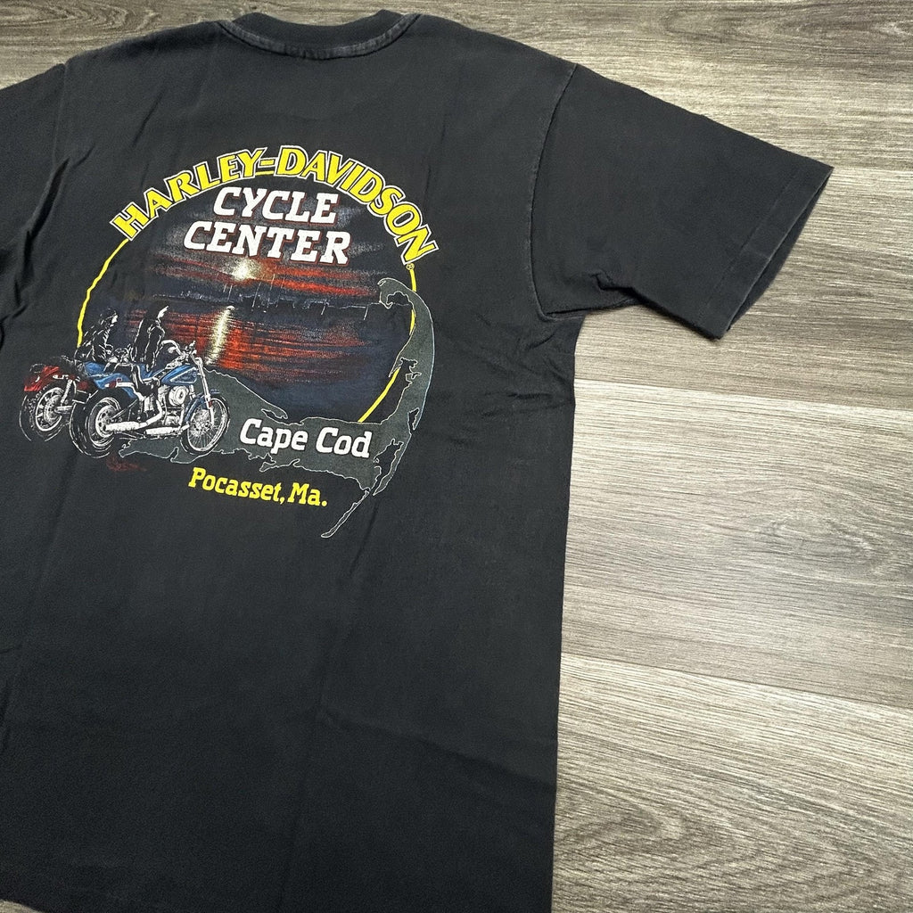 Vintage 80s Harley Davidson Shirt Mens Large Black Single Stitch Faded Made USA