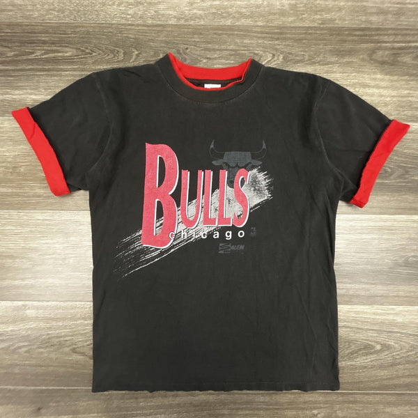 Vintage Chicago Bulls Shirt Mens Large Black NBA Double Sleeve Salem Graphic 90s