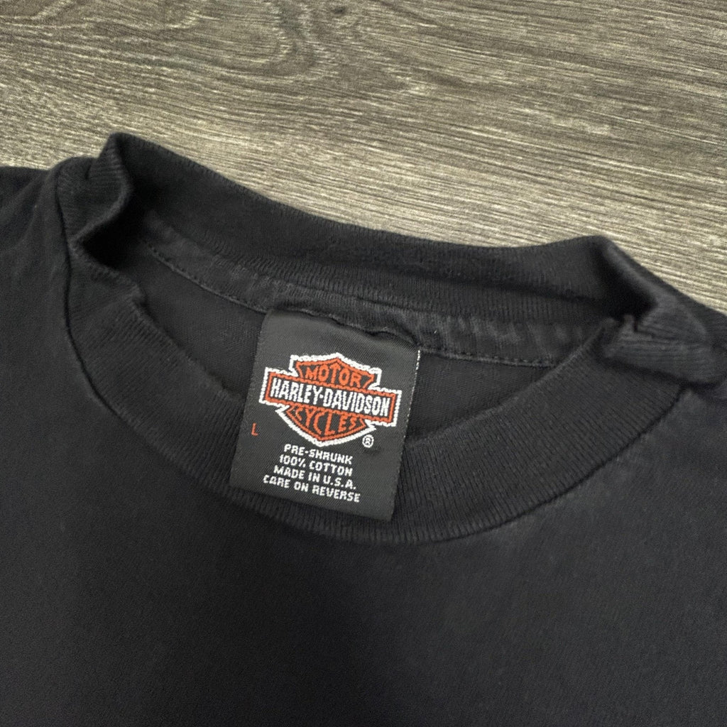 Vintage Harley Davidson Shirt Mens Large Black Flames Las Vegas 1998 90s USA