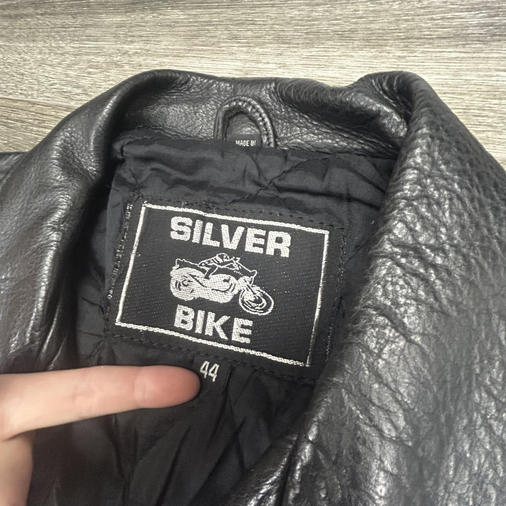 Vintage Leather Motorcycle Jacket Mens 44 Black Belted Zip Punk Grunge LA 90s