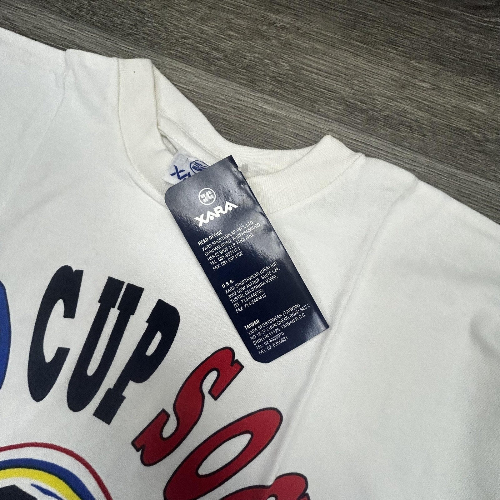 Vintage World Cup Shirt Mens Medium White Dallas XARA Soccer Deadstock USA 90s