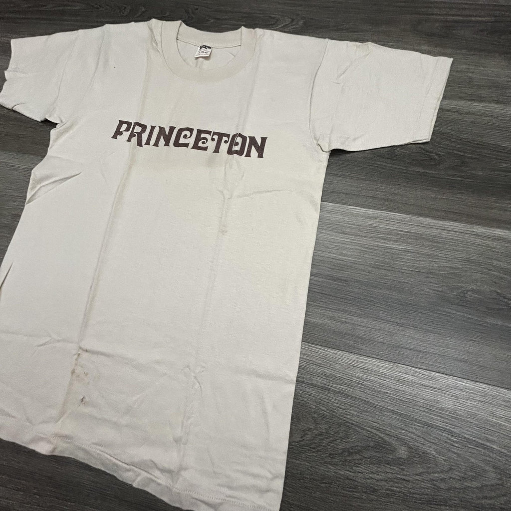 True Vintage 70s Princeton Shirt Mens Medium Beige Ivy Single Stitch Made in USA