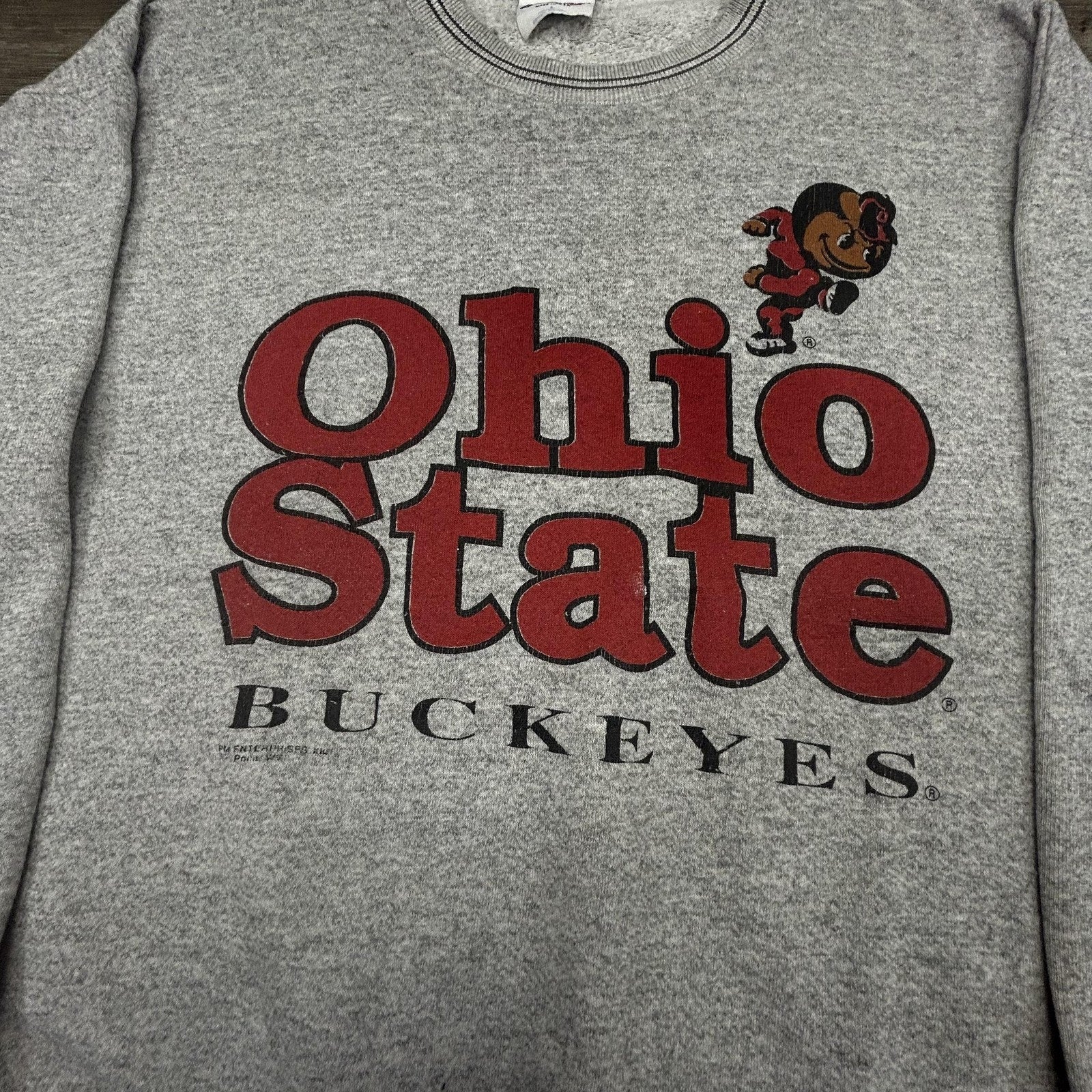 Vintage Ohio State Buckeyes Sweatshirt Mens Large Gray Brutus Football USA 90s