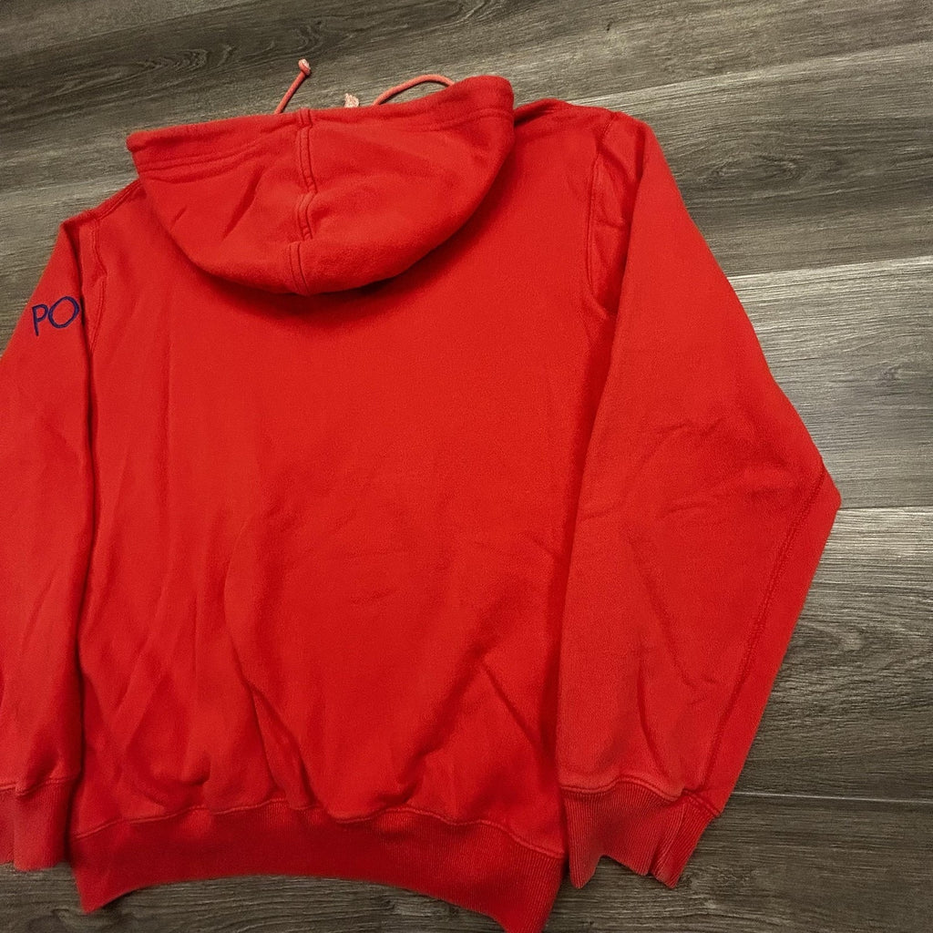 Vintage Polo Ralph Lauren Hoodie Mens M (Yth XL) Orange Henley Logo RARE 80s 90s