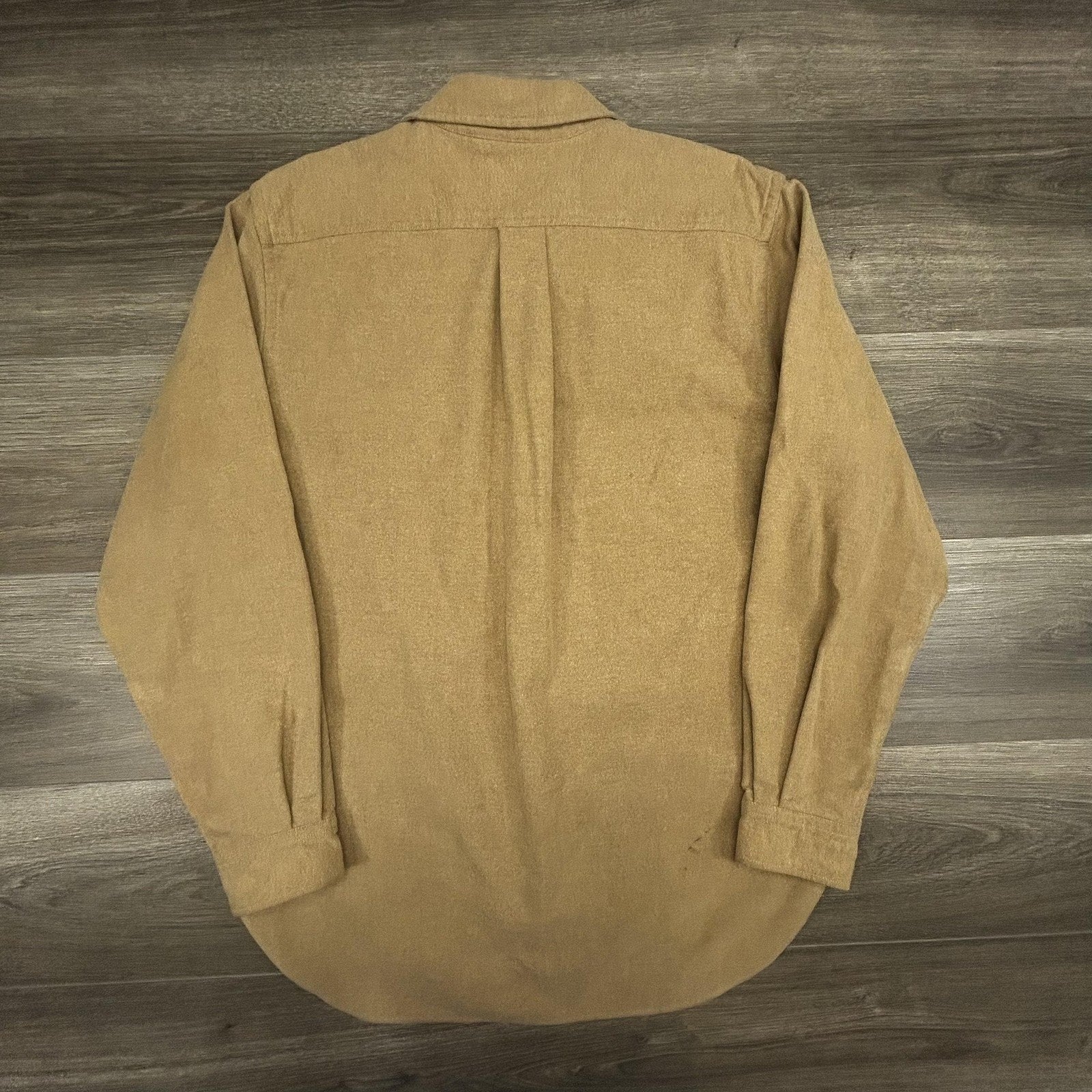 Vintage LL Bean Chamois Flannel Shirt Mens Medium Brown Suede Patches Hunting