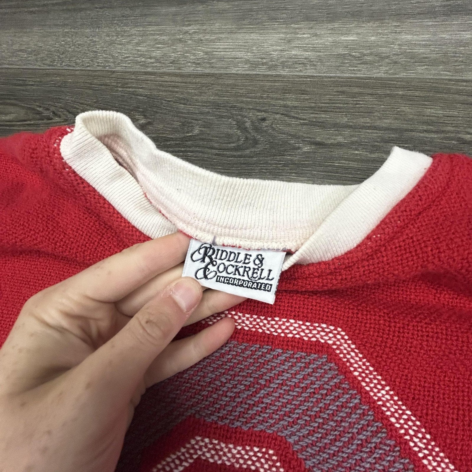 Vintage Ohio State Buckeyes Sweater Mens Large Red Knit NCAA Riddle Cockrell 90s