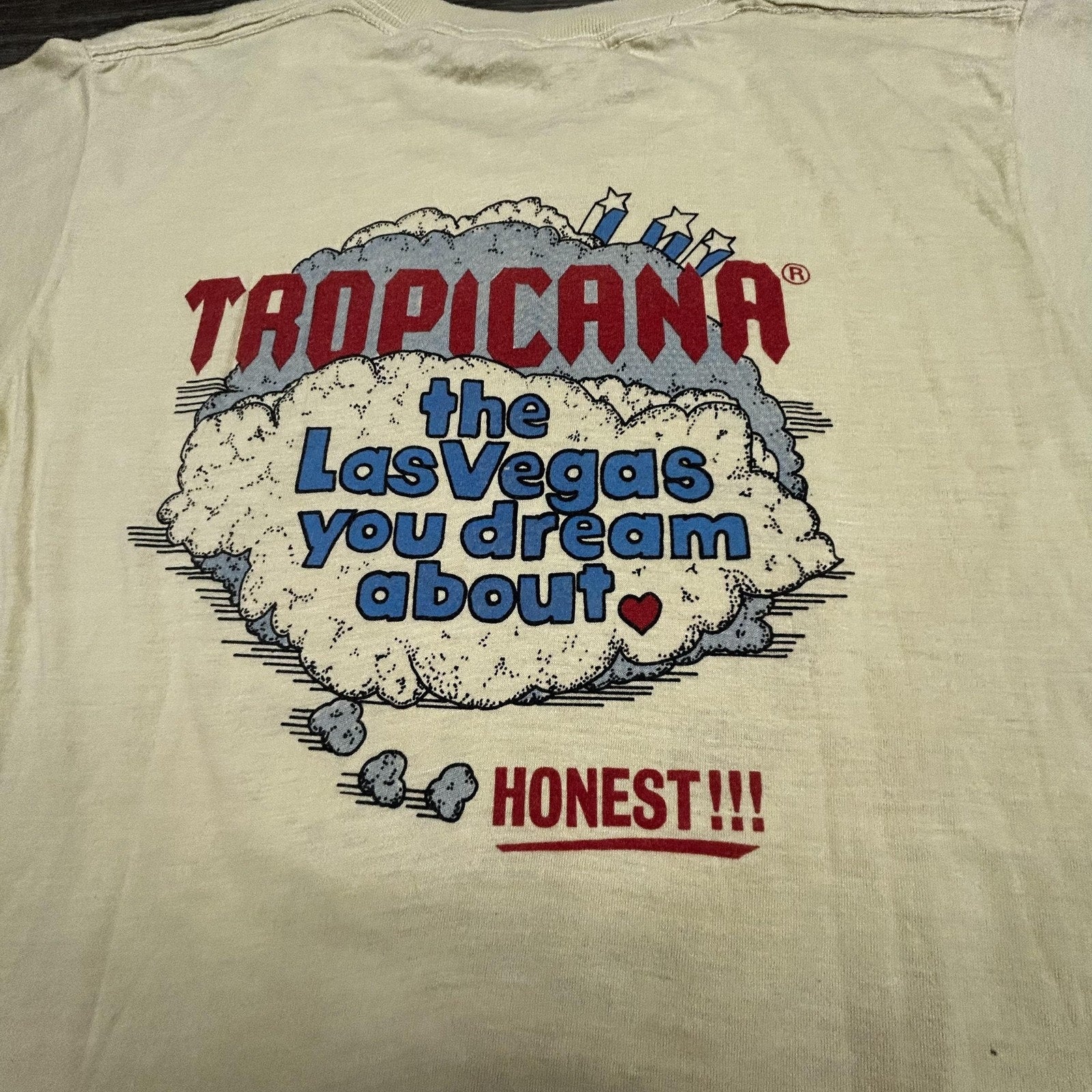 Vintage 80s Tropicana Las Vegas Shirt Mens Large Casino Faded Paper Thin USA