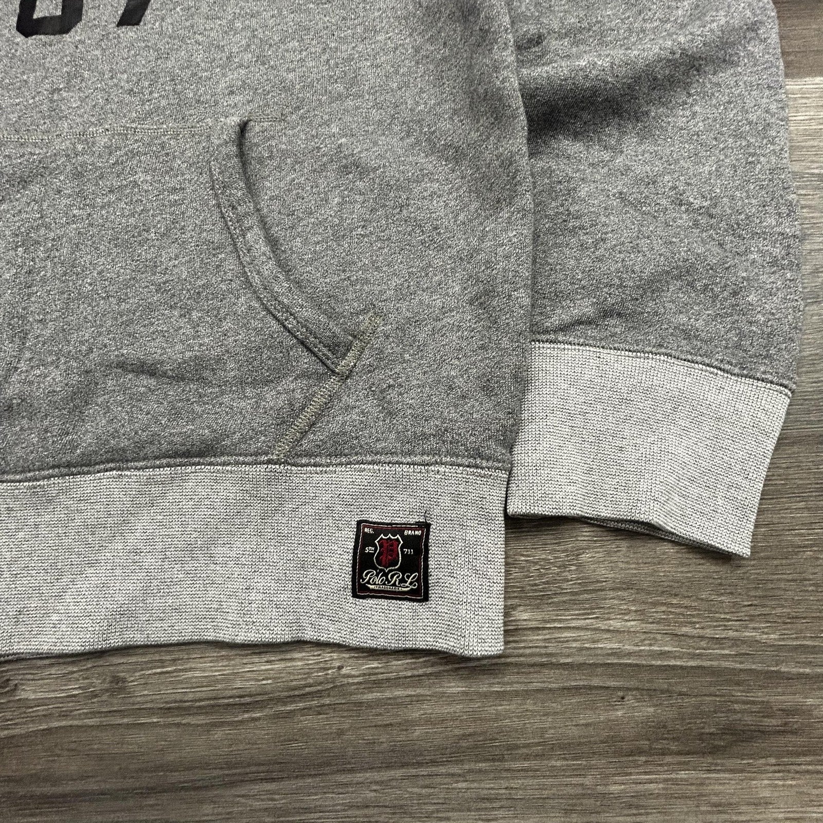 Polo Ralph Lauren Hoodie Mens Large Gray New York NY 1967 Graphic Logo Two Tone